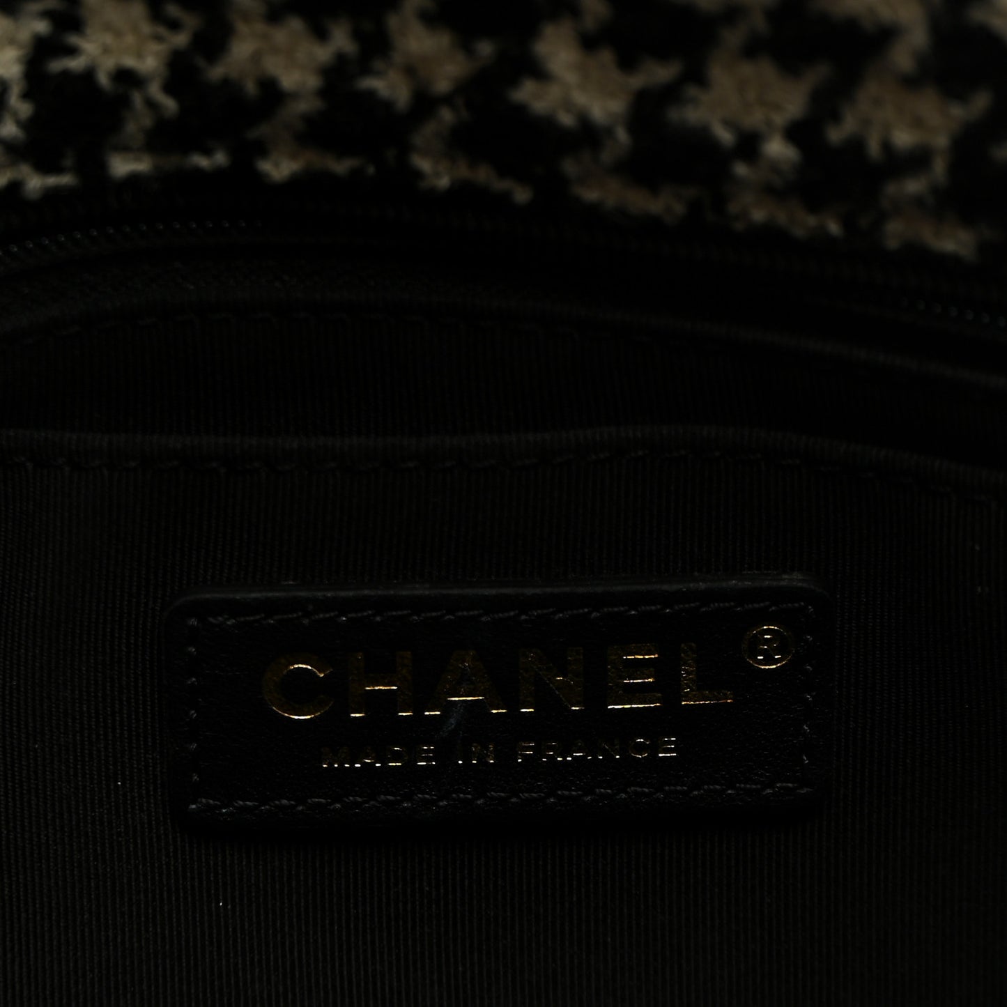 Shearling Sheepskin Tweed Quilted Single Flap Black