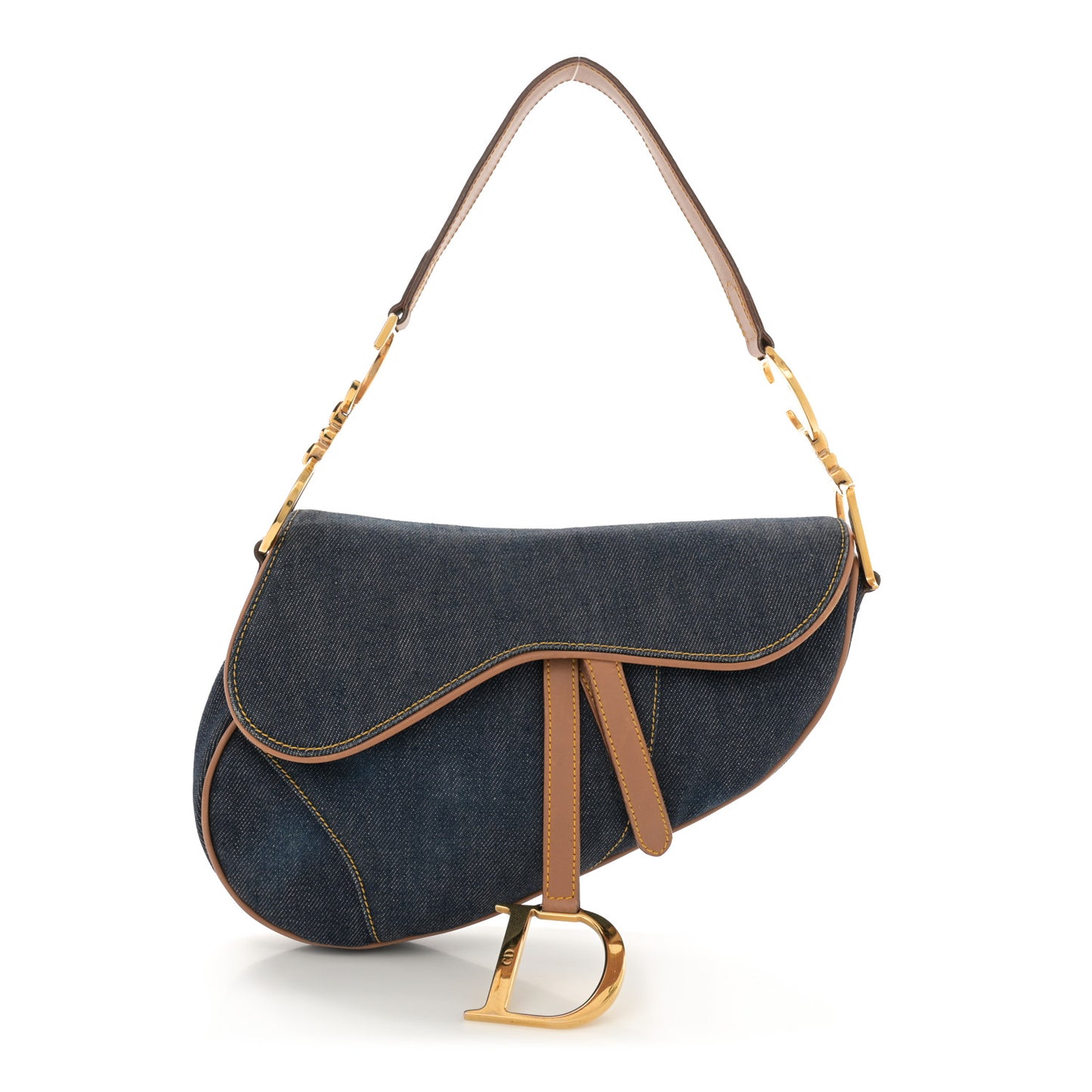 Denim Calfskin Saddle Bag Blue