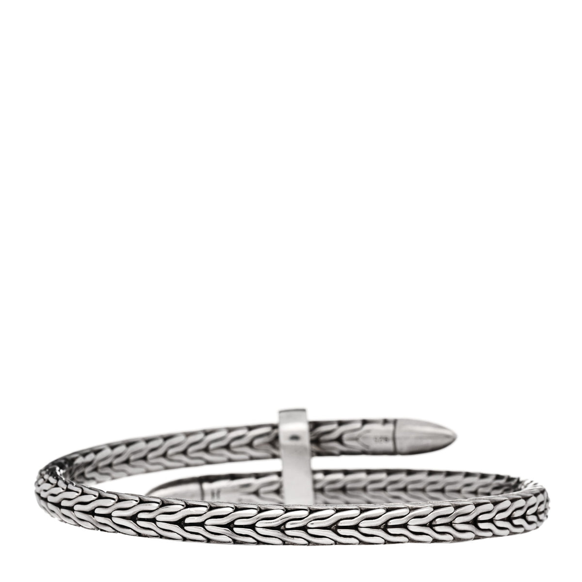 John Hardy Sterling Silver Diamond Classic Chain Spear Flex Cuff Bracelet 2 of 3