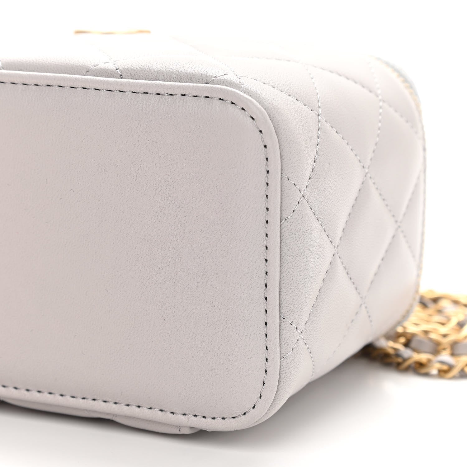 Chanel Lambskin Quilted Small Top Handle Vanity Case With Chain Light Grey 10 of 11