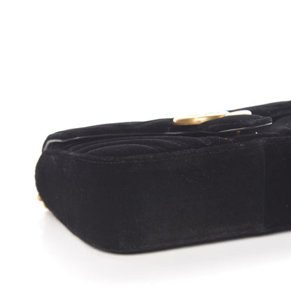 Gucci Velvet Matelasse Mini GG Marmont Shoulder Bag Black 8 of 10