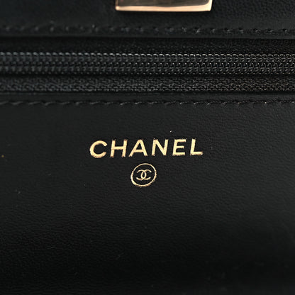 Chanel Lambskin Chevron Quilted Trendy CC Wallet On Chain WOC Black 6 of 11