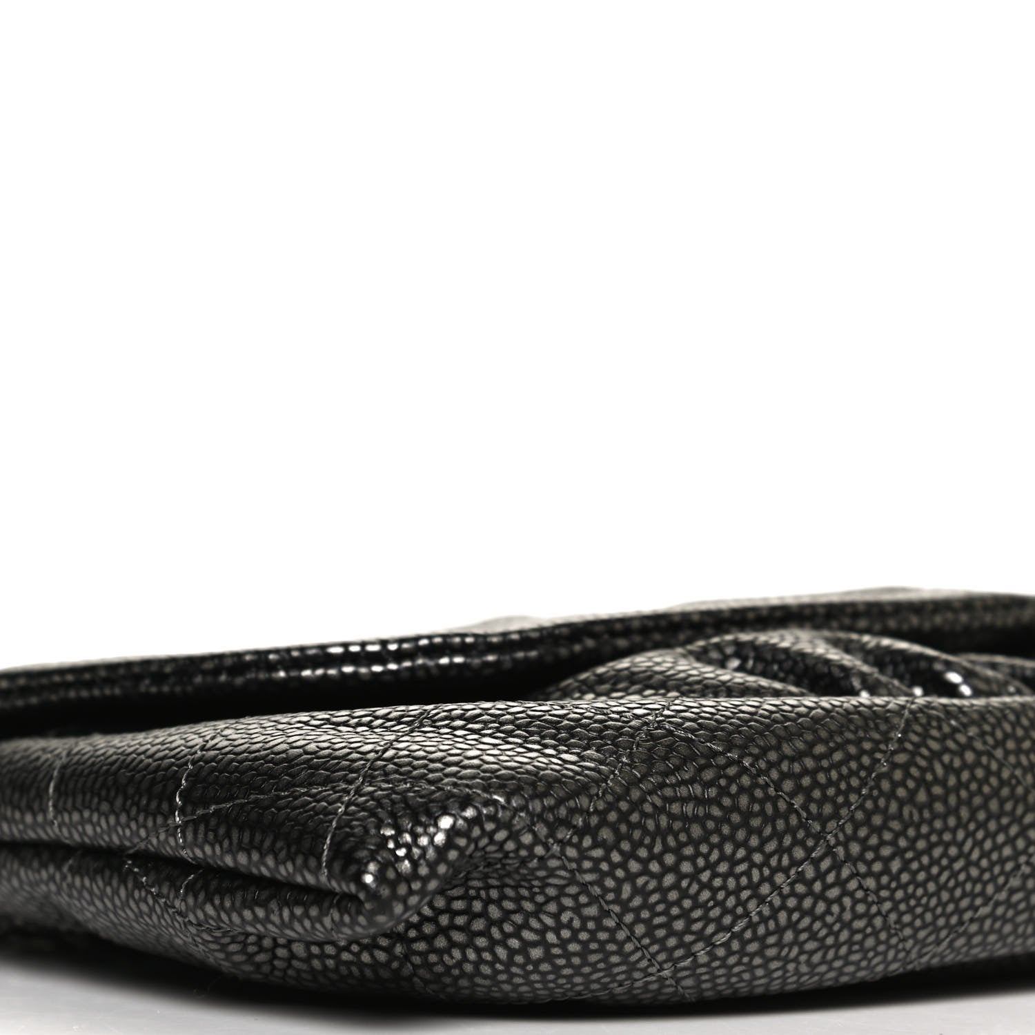 Chanel Metallic Caviar Half Moon Wallet On Chain WOC Dark Silver 9 of 10