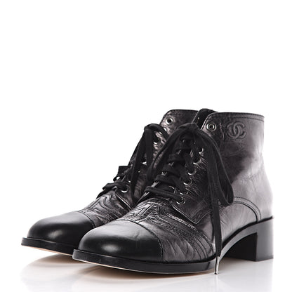Chanel Metallic Calfskin CC Ankle Boots 40.5 Silver Black 3 of 16