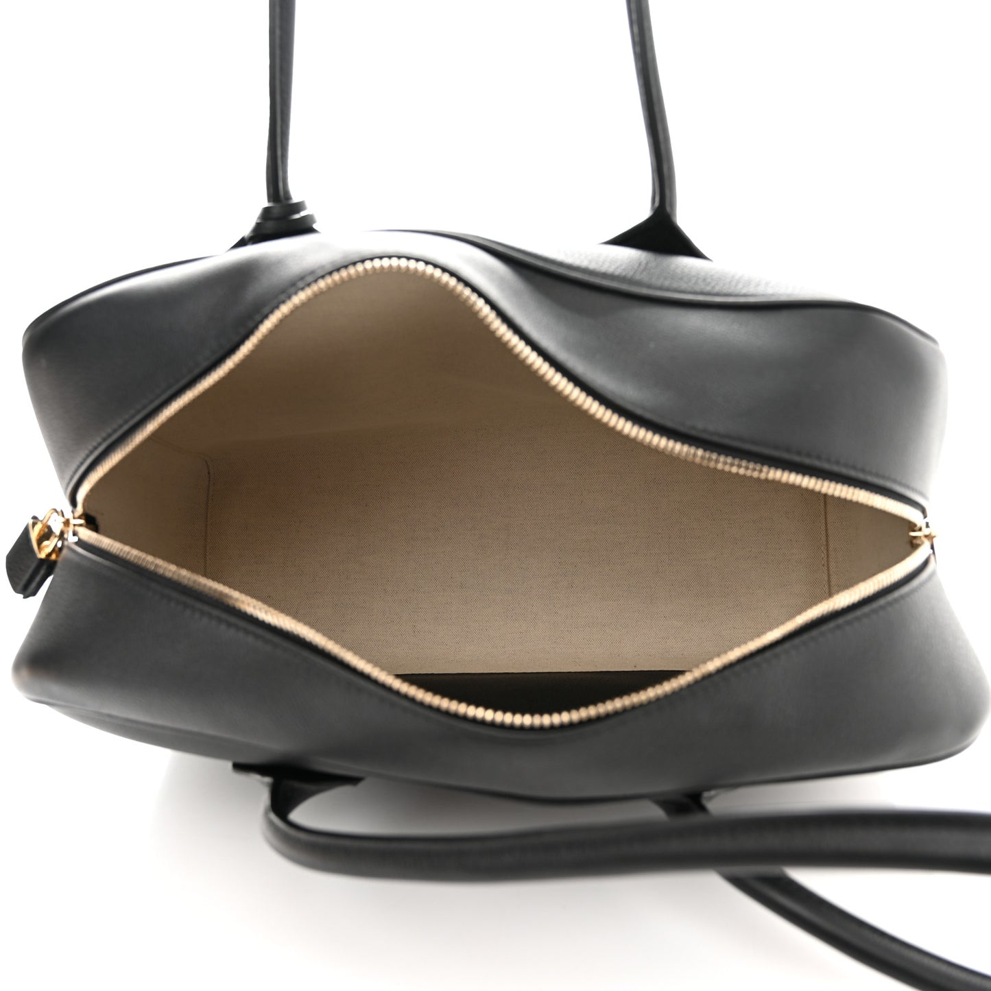 Grained Calfskin Large Half Cube Bowling Bag Black