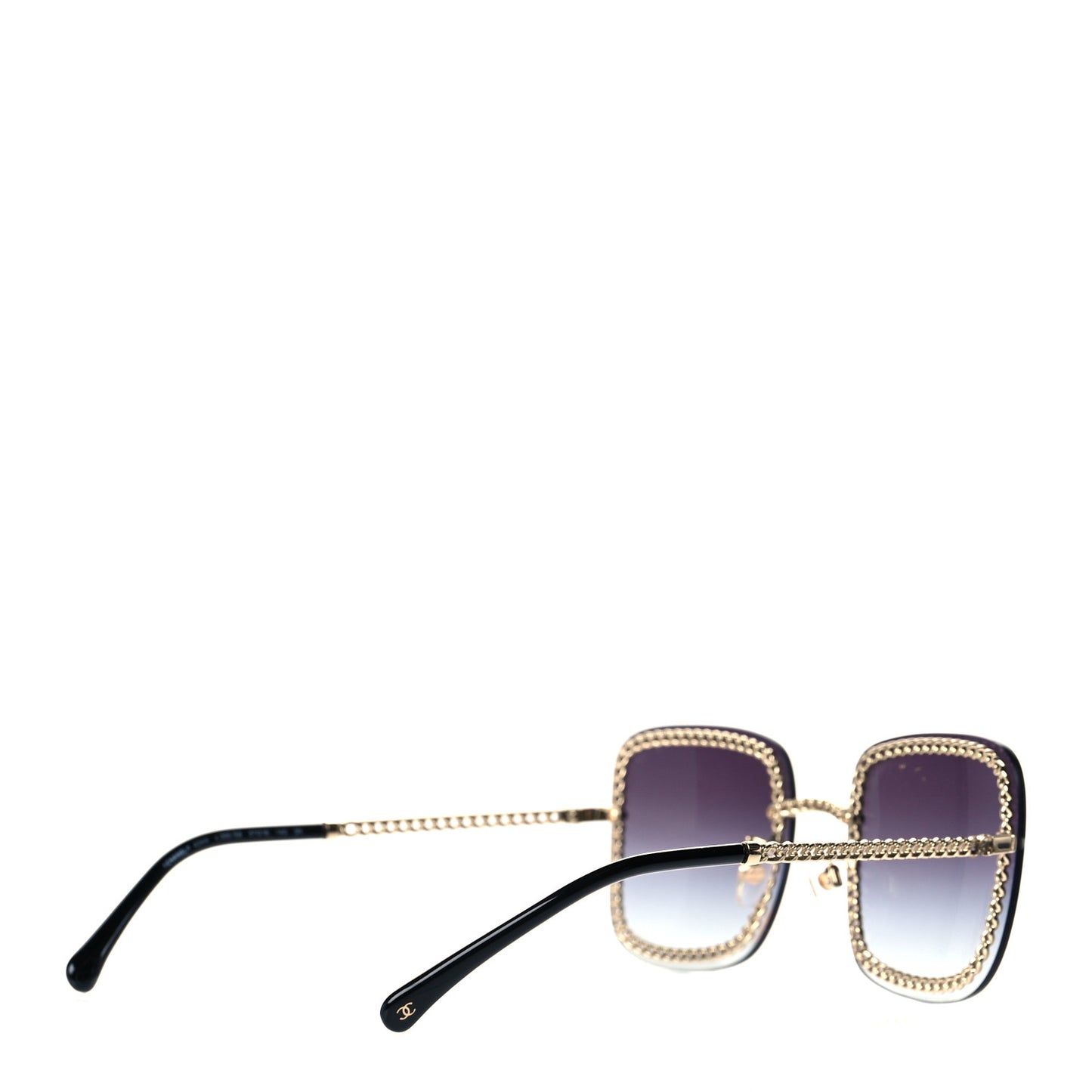 Metal Removable Chain Square Sunglasses 4244 Black