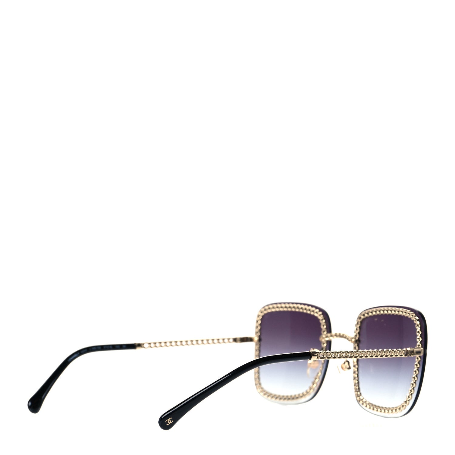 Chanel Metal Removable Chain Square Sunglasses 4244 Black 3 of 7