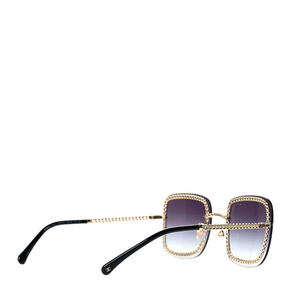 Chanel Metal Removable Chain Square Sunglasses 4244 Black 3 of 7