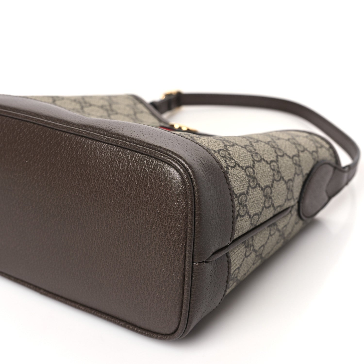 Gucci GG Supreme Monogram Textured Dollar Calfskin Web Small Ophidia Bucket Shoulder Bag Beige Ebony New Acero 9 of 9