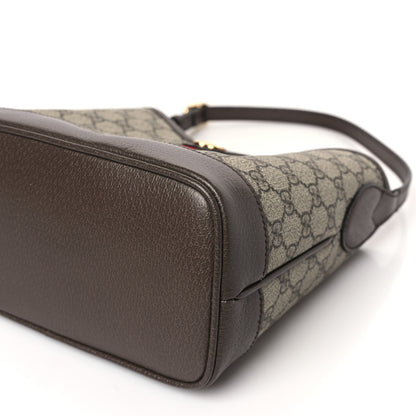 Gucci GG Supreme Monogram Textured Dollar Calfskin Web Small Ophidia Bucket Shoulder Bag Beige Ebony New Acero 9 of 9