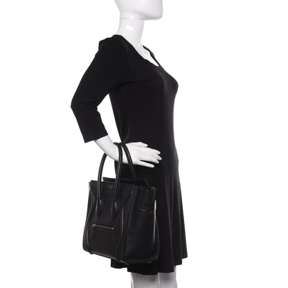 Celine Smooth Calfskin Micro Luggage Black 2 of 12