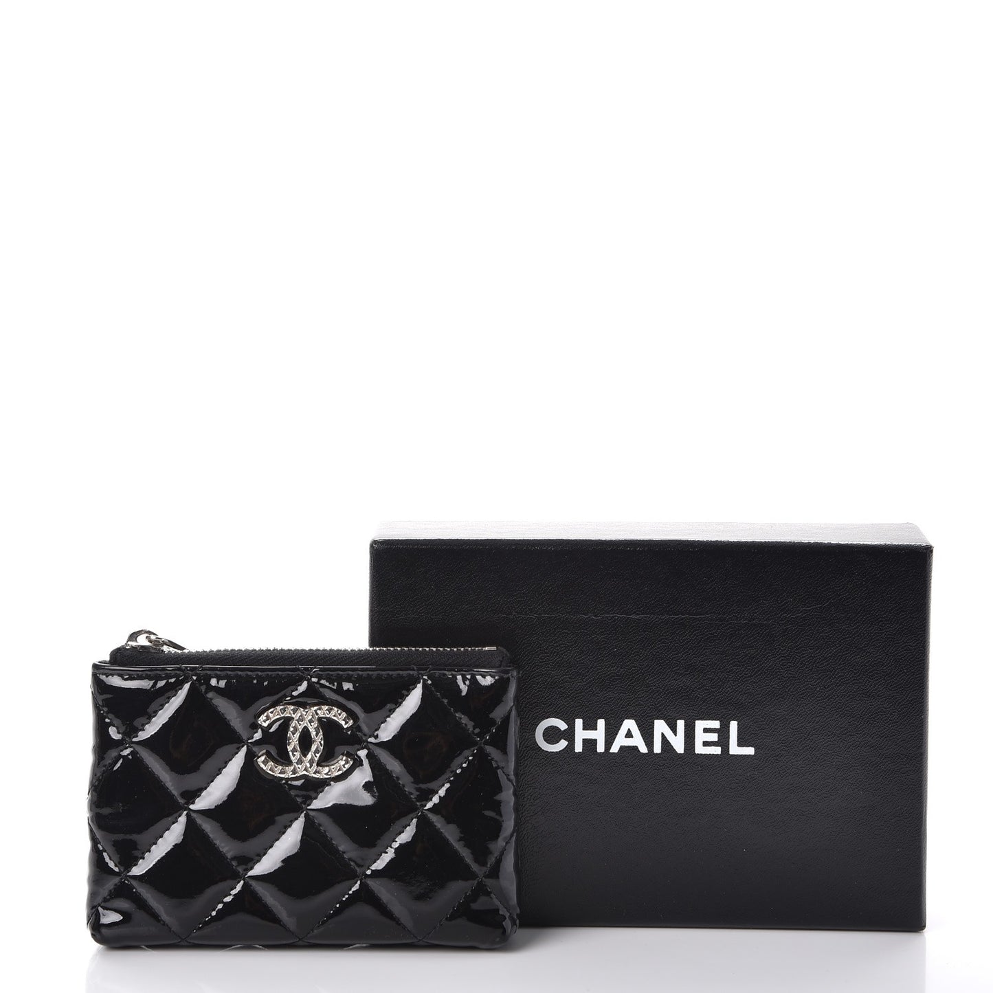 Patent Quilted Brilliant Key Holder Case Black