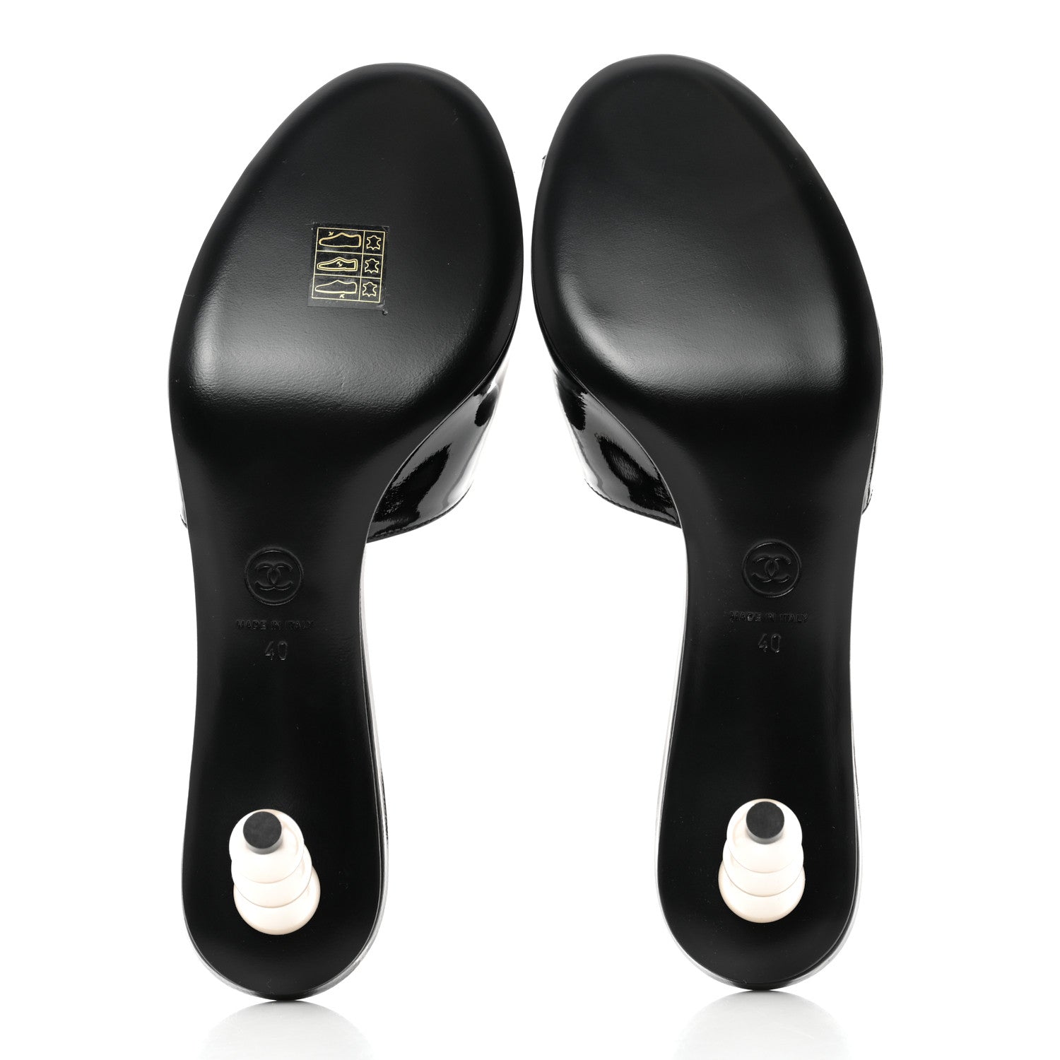 Chanel Patent Lambskin Pearl Mules 40 Black 5 of 9