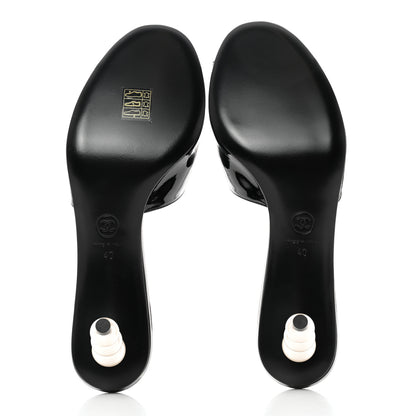 Chanel Patent Lambskin Pearl Mules 40 Black 5 of 9