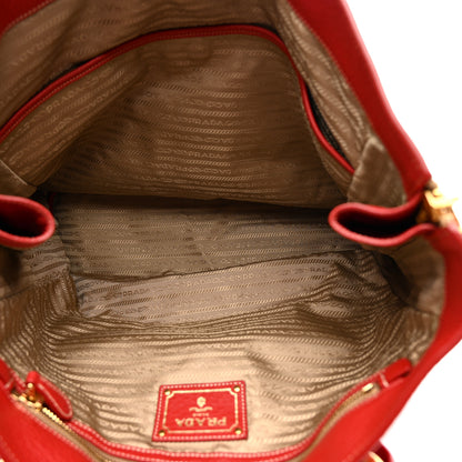 Prada Vitello Daino Side Zip Shopper Tote Fuoco 5 of 11