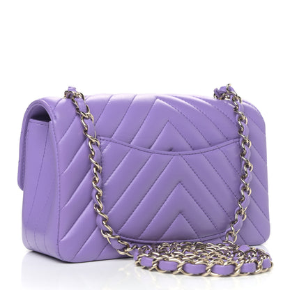 Chanel Lambskin Chevron Quilted Mini Rectangular Flap Purple 2 of 4