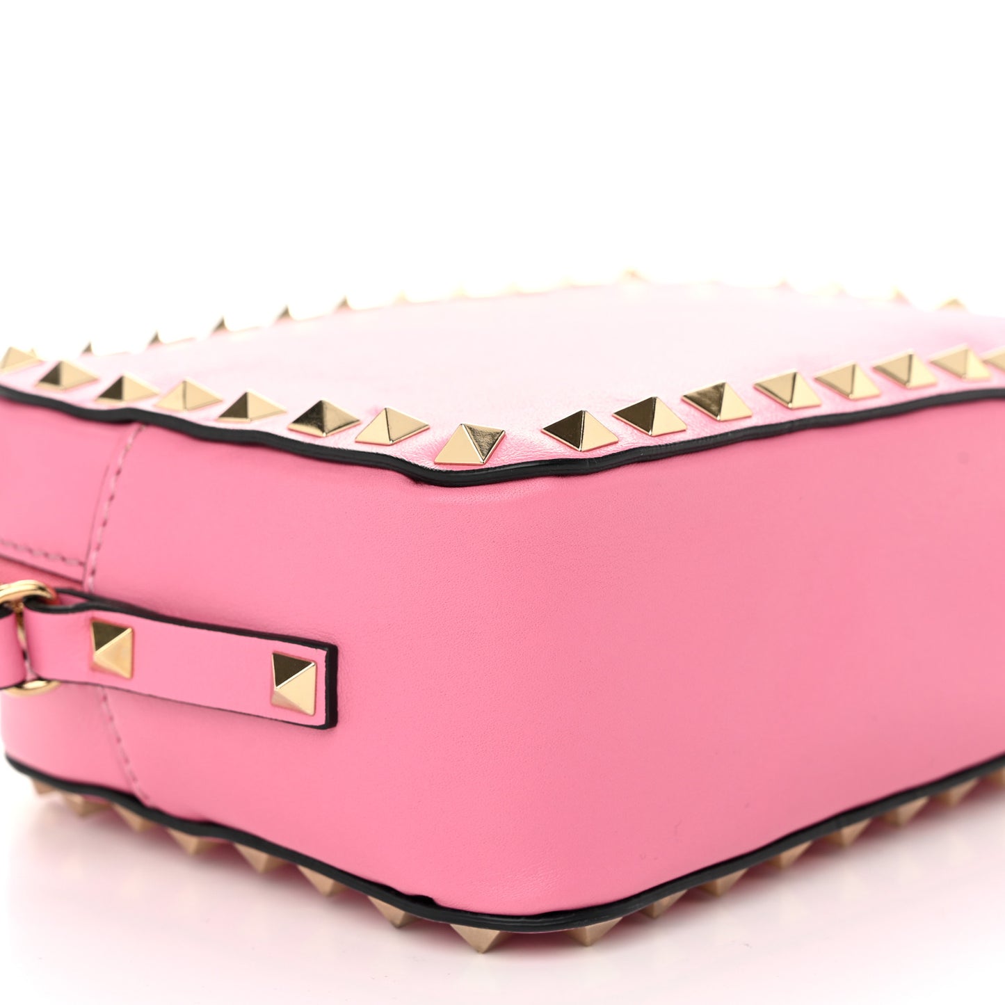 Calfskin Rockstud Camera Crossbody Bag Pink