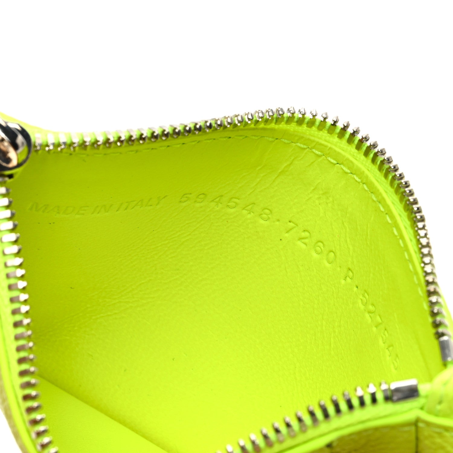 Balenciaga Grained Calfskin Logo Cash Coin Card Holder On Keychain Fluo Yellow Black 5 of 9