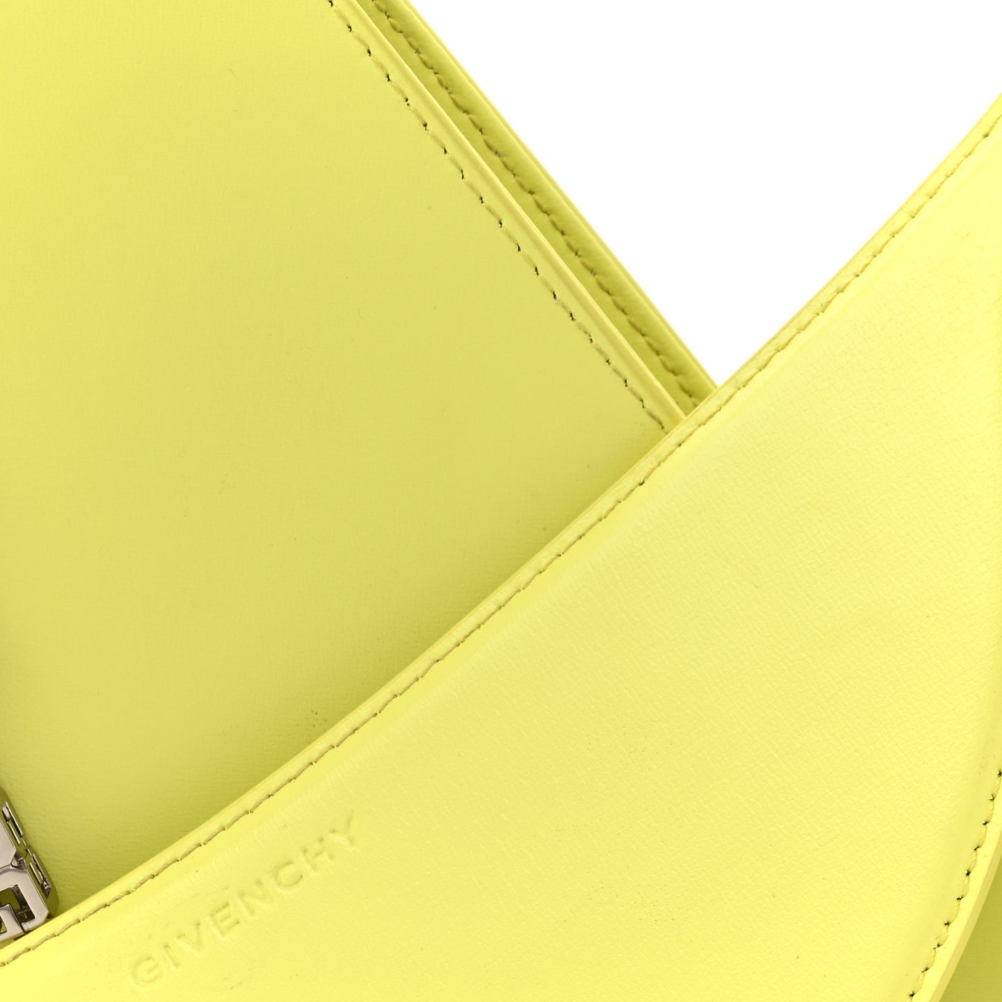 Box Calfskin Mini Cut Out Shoulder Bag Neon Yellow
