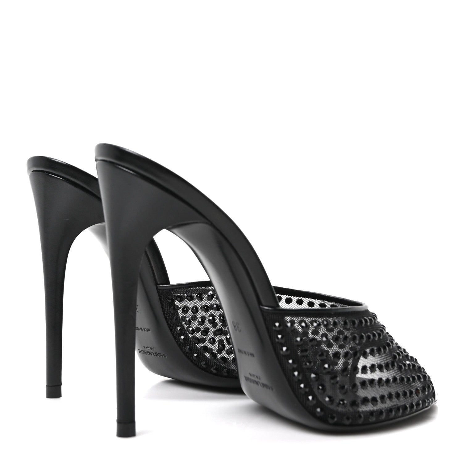 Saint Laurent Tulle Strass Gippy 110 Mule Sandals 38 Black 5 of 9