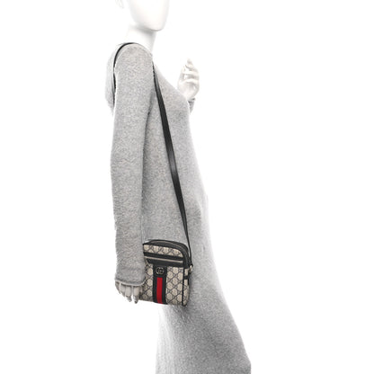 Gucci GG Supreme Monogram Textured Calfskin Web Mini Ophidia Messenger Beige Blue 2 of 10