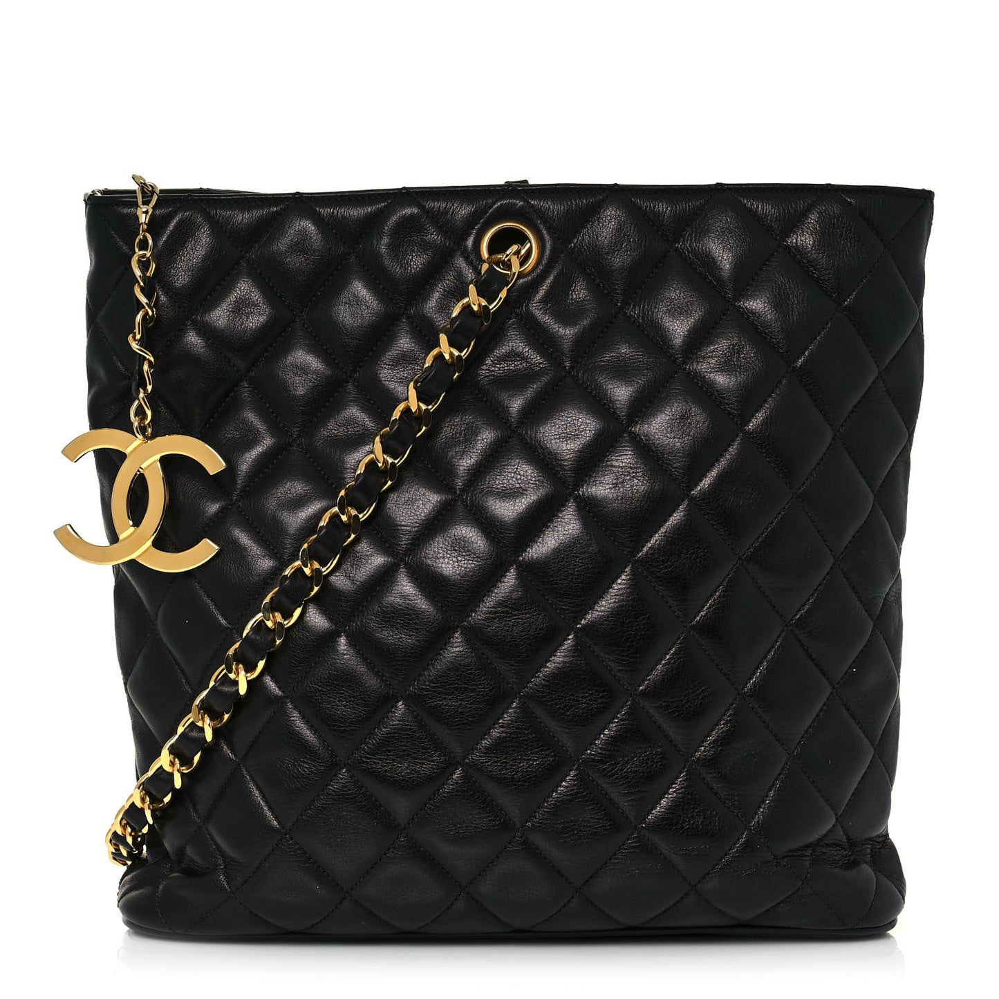 Lambskin Quilted Tote Black