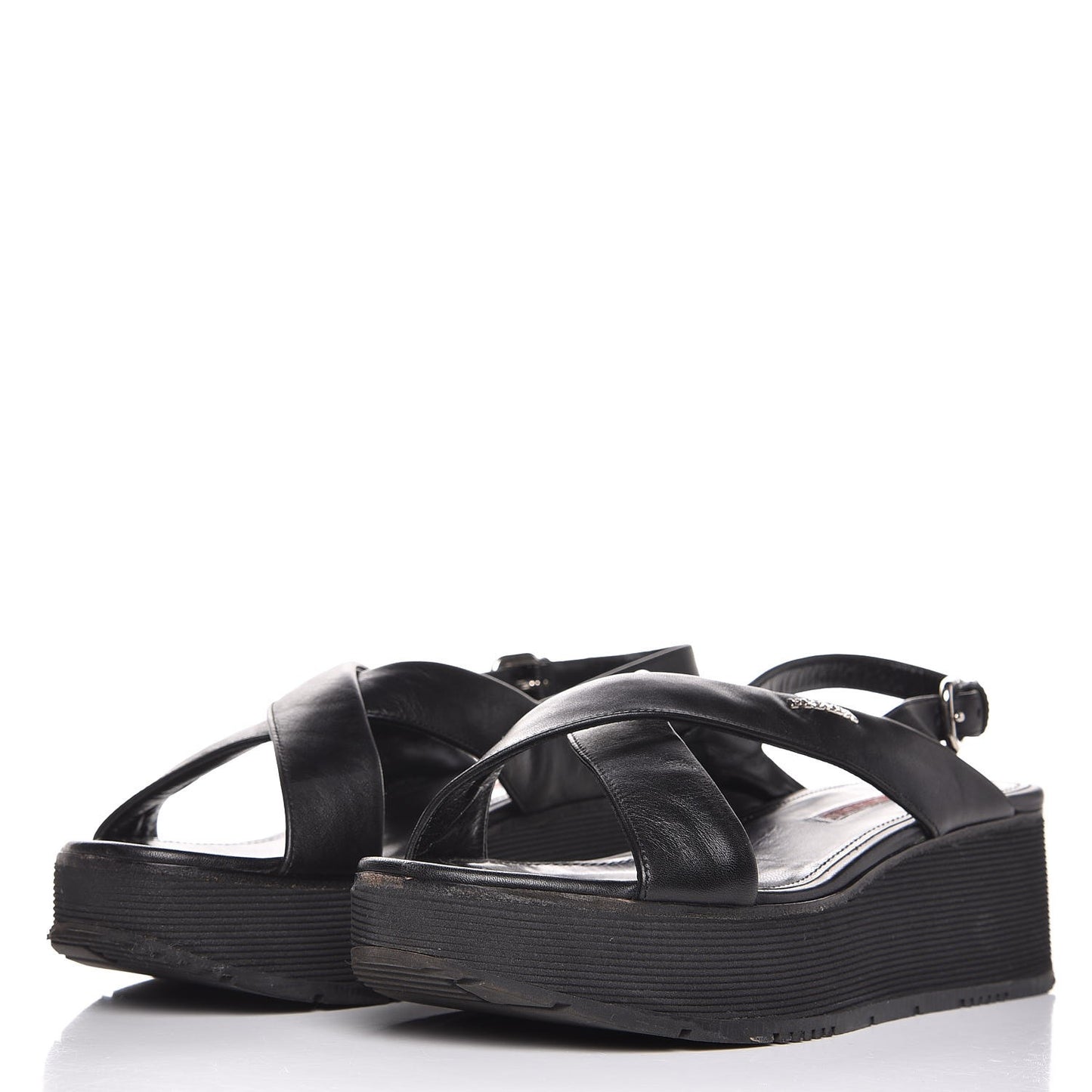 Lambskin Sport Platform Sandals 38 Black
