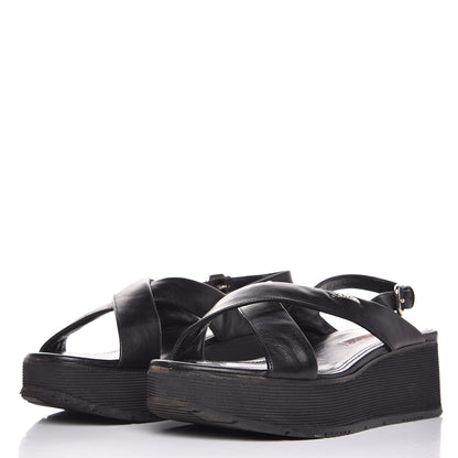 Prada Lambskin Sport Platform Sandals 38 Black 3 of 12