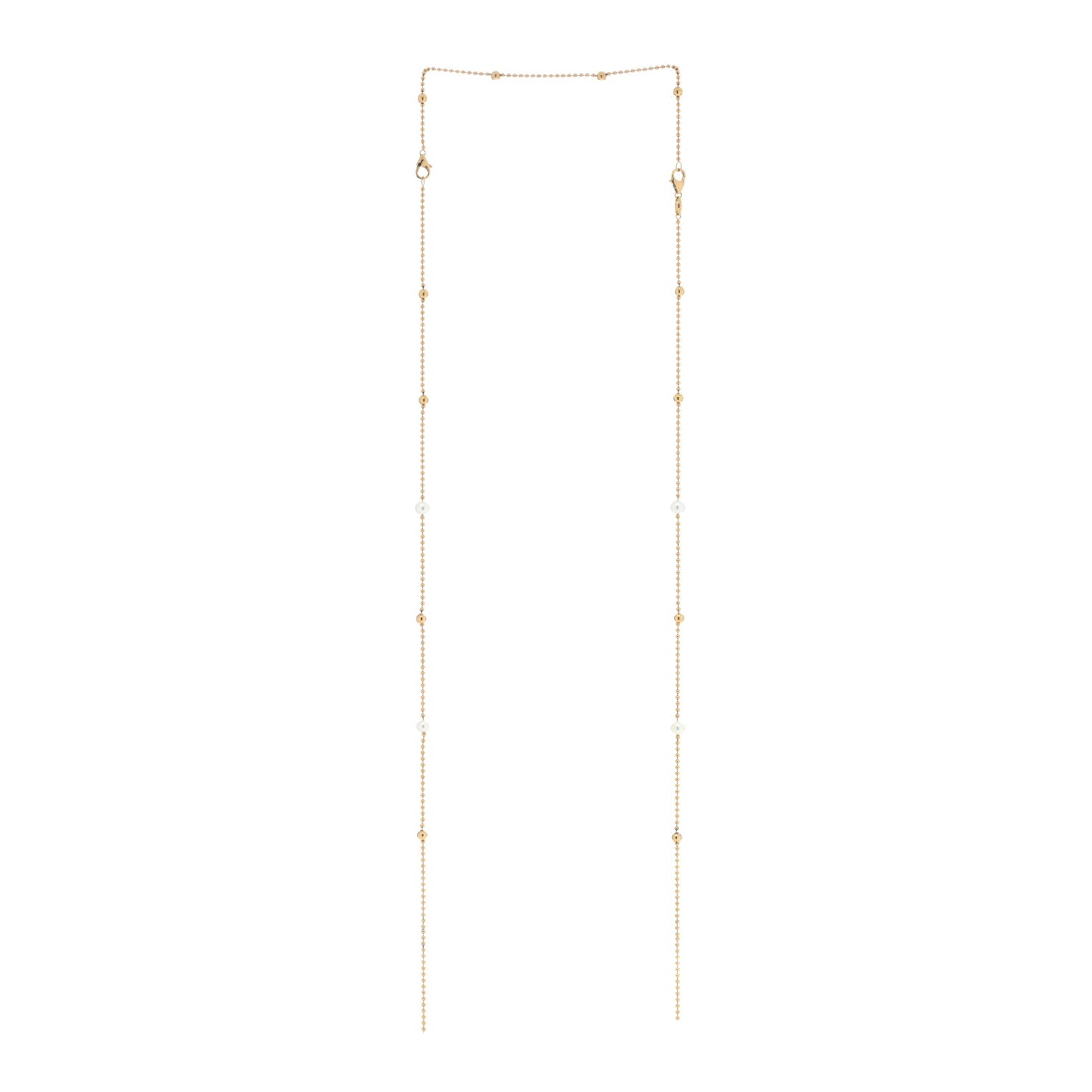 18K Yellow Gold Diamond Pearl Princess Tassel Necklace