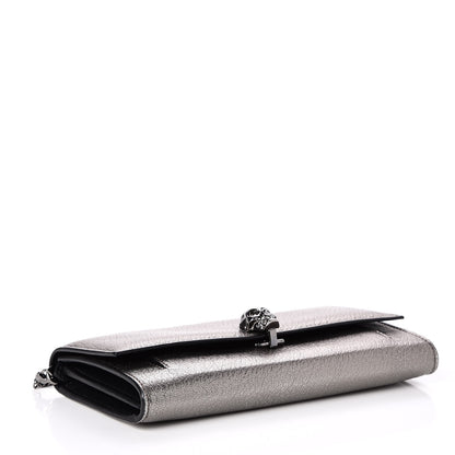 Alexander McQueen Metallic Calfskin Skull Wallet on Chain Black Pearl 4 of 7