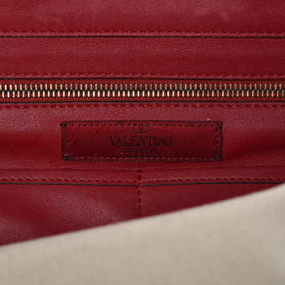 Valentino Garavani Vitello Colorblock Medium Rockstud Tote Deep Rose Clover Grey Scarlet 7 of 14