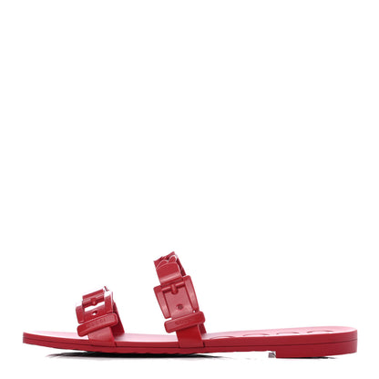 Gucci Rubber Womens Slide Sandals 40 Hibiscus Red 1 of 4
