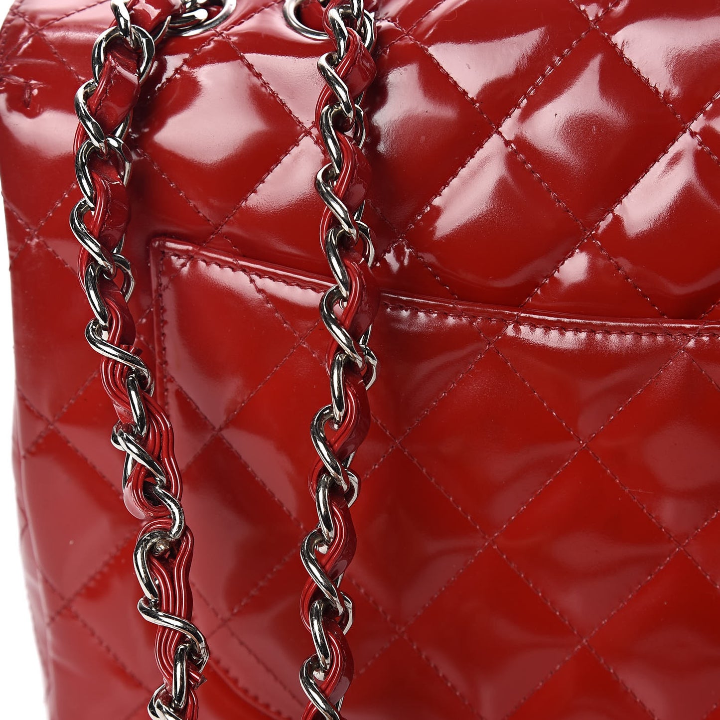 Patent Quilted Jumbo Single Flap Red