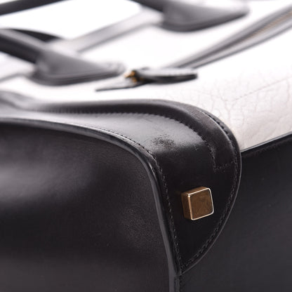 Celine Shrunken Lambskin Micro Bi-Color Luggage Black White 10 of 13