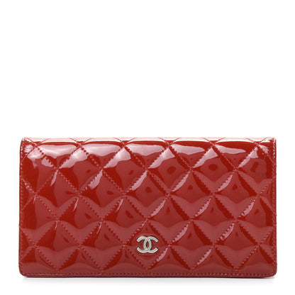 Chanel Patent Calfskin Quilted Yen Wallet Red 1 of 9