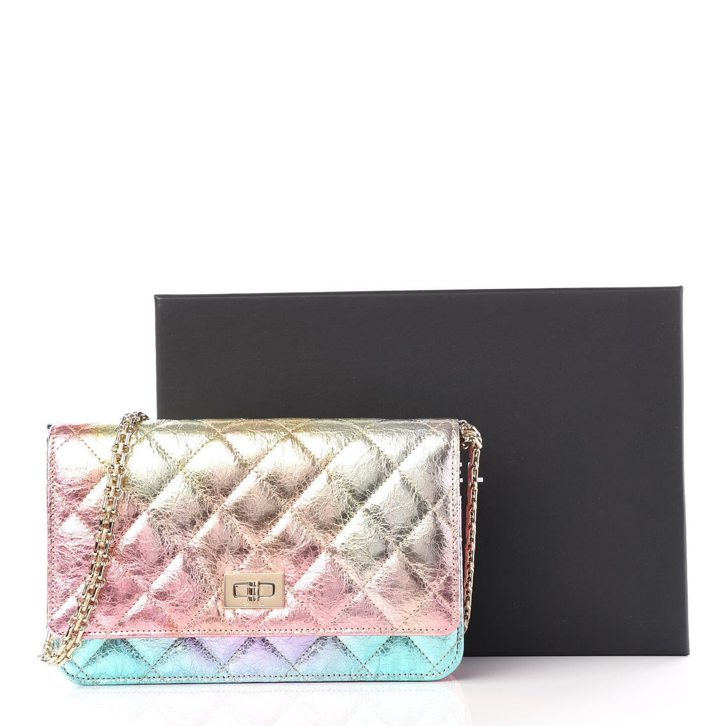 Metallic Goatskin Quilted 2.55 Reissue Wallet on Chain WOC Multicolor