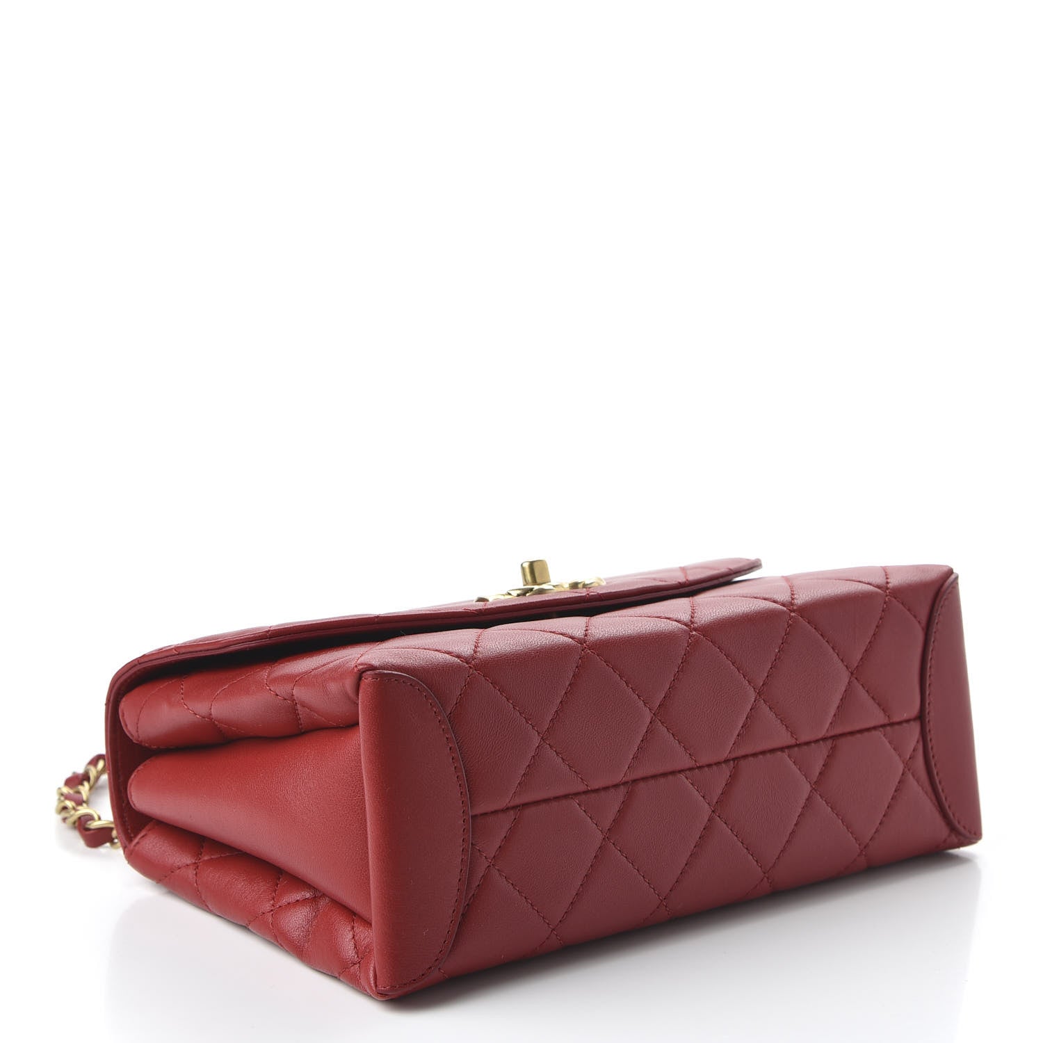 Chanel Lambskin Quilted CC Flap Bag Dark Red 4 of 10