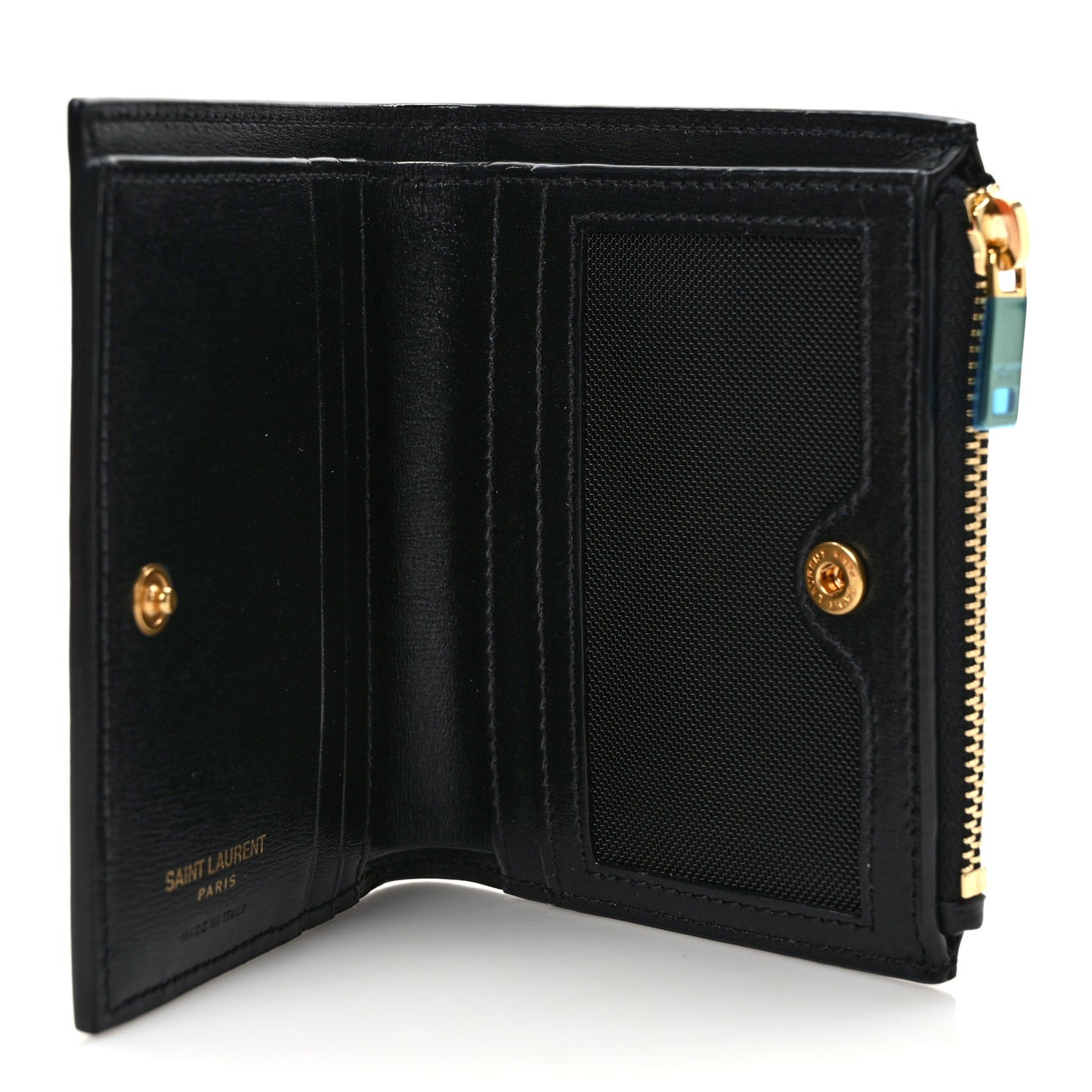 Calfskin Compact Zip Wallet Black