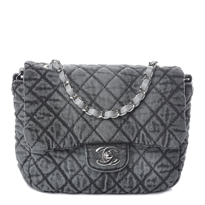 Chanel Washed Denim Quilted Small Denimpression Flap Grey Black 1 of 10