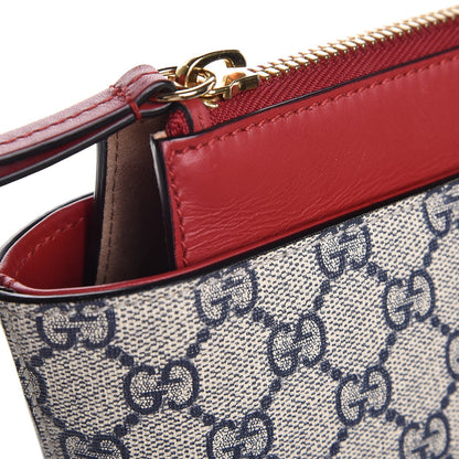Gucci GG Supreme Monogram Medium Zippered Bucket Tote Beige Blue Hibiscus Red 8 of 8