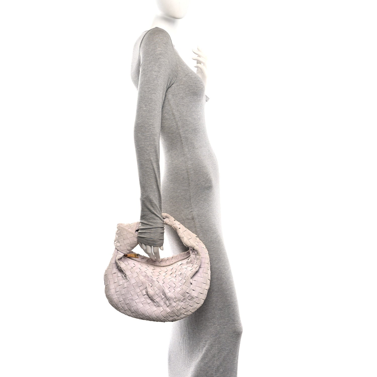 Bottega Veneta Suede Calfskin Intrecciato Teen Jodie Hobo Mirth Washed 2 of 11