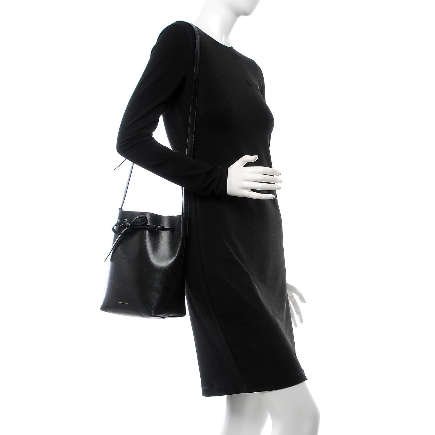 Mansur Gavriel Vegetable Tanned Calfskin Mini Bucket Bag Black Flamma 2 of 16
