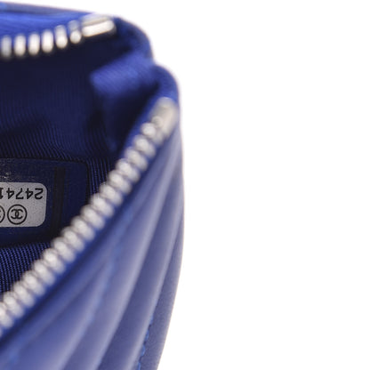 Chanel Lambskin Chevron Quilted Small Cosmetic Case Blue 7 of 8