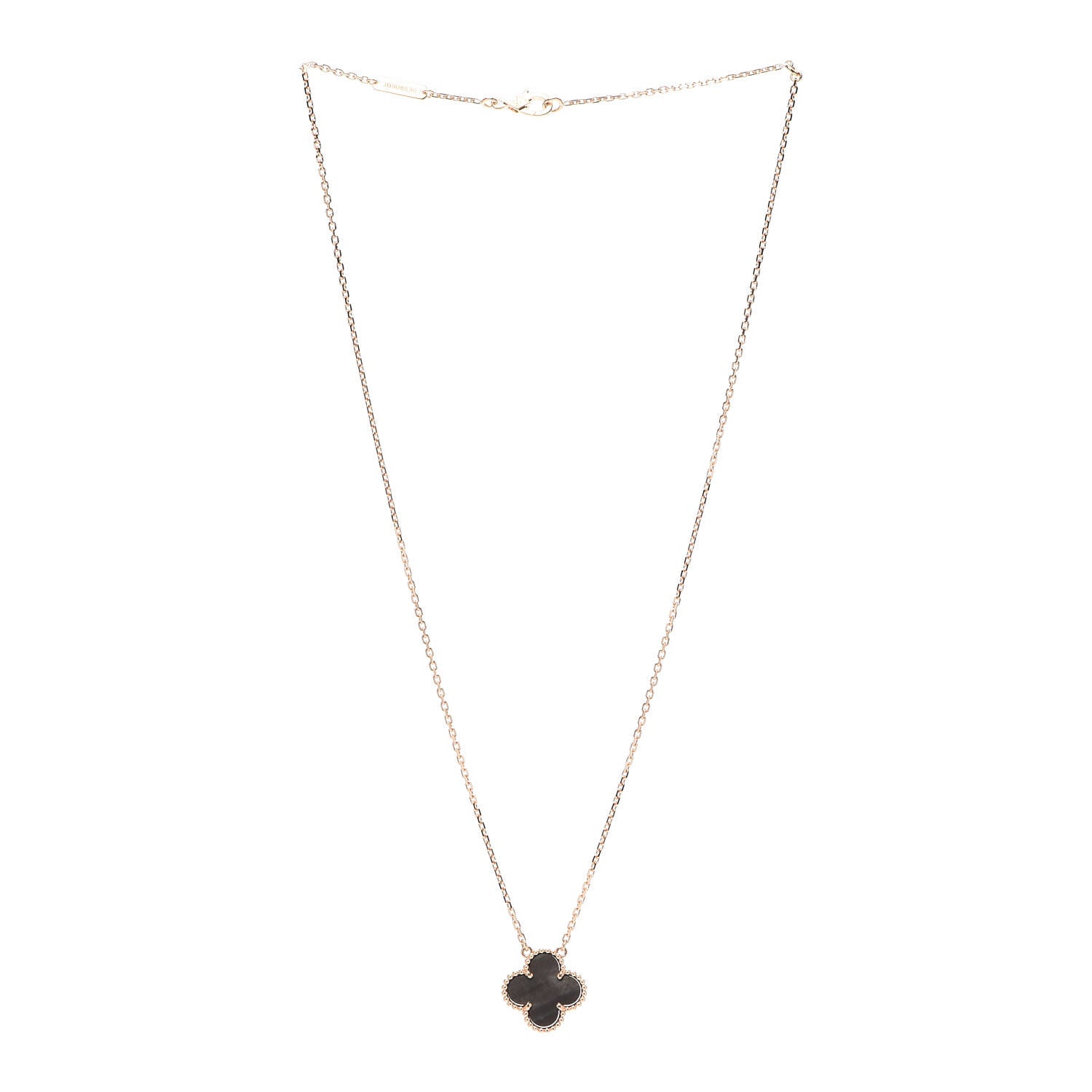 Van Cleef & Arpels 18K Rose Gold Gray Mother of Pearl Vintage Alhambra Pendant Necklace 3 of 6