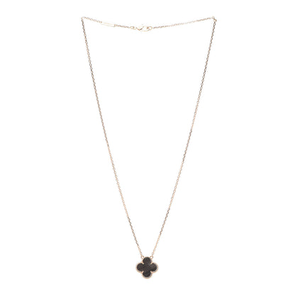 Van Cleef & Arpels 18K Rose Gold Gray Mother of Pearl Vintage Alhambra Pendant Necklace 3 of 6