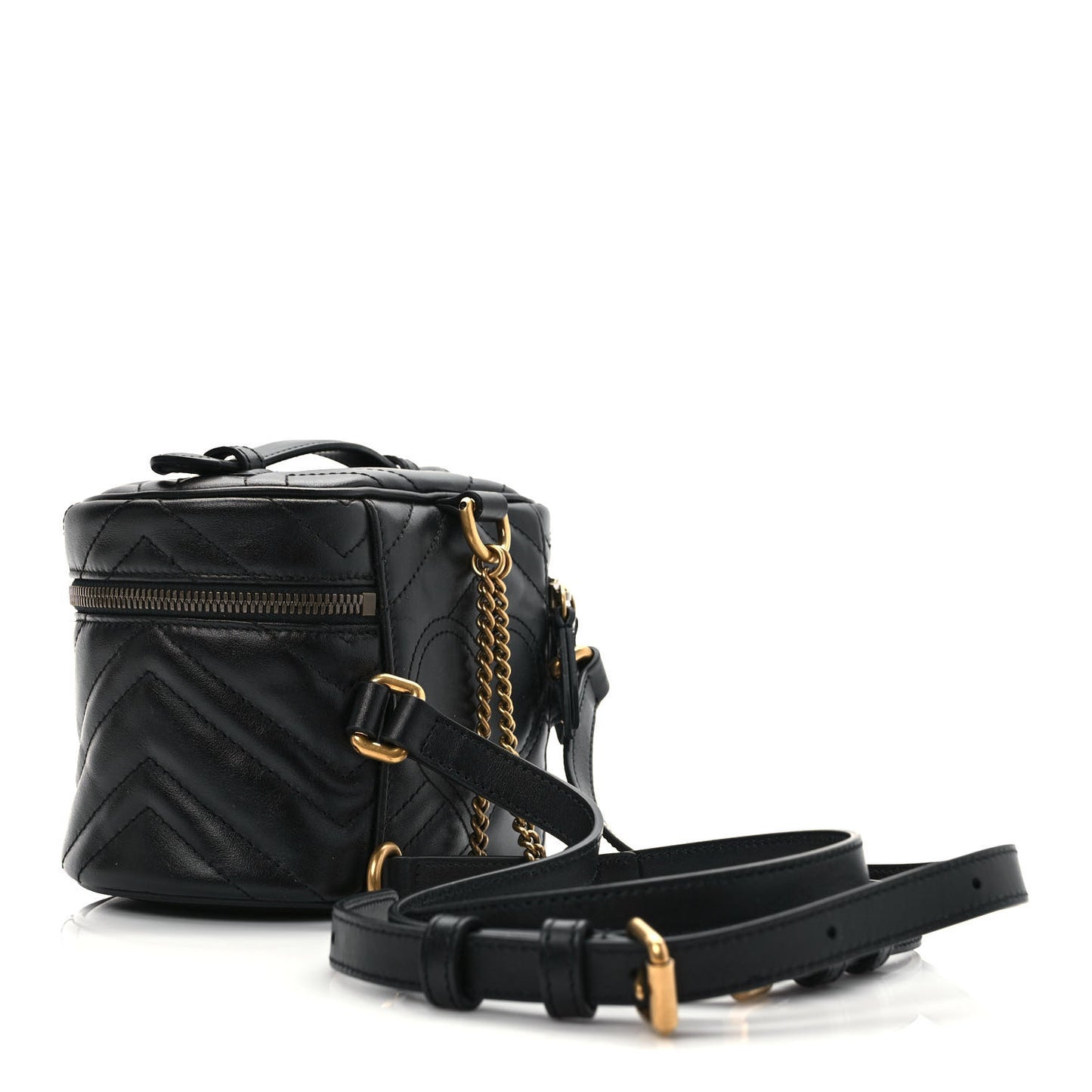 Calfskin Matelasse Mini GG Marmont Round Backpack Black