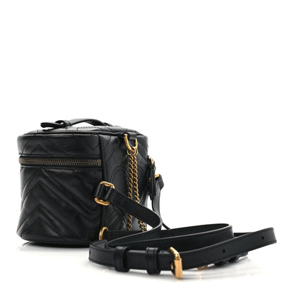 Gucci Calfskin Matelasse Mini GG Marmont Round Backpack Black 3 of 9