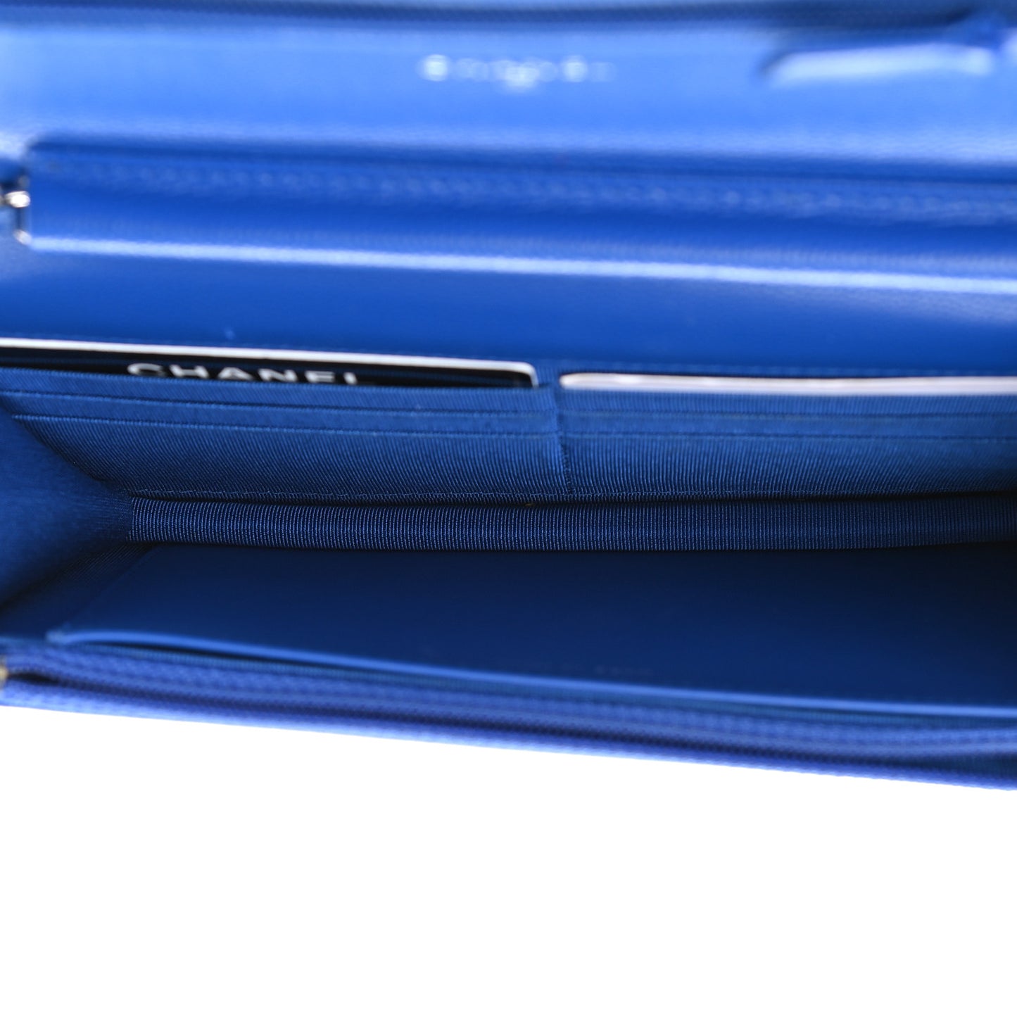 Caviar Chevron Quilted Wallet On Chain WOC Bright Blue