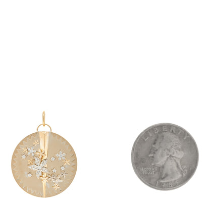 Foundrae 18K Yellow White Gold Diamond Large Blossoms Resilience Medallion Pendant 2 of 3