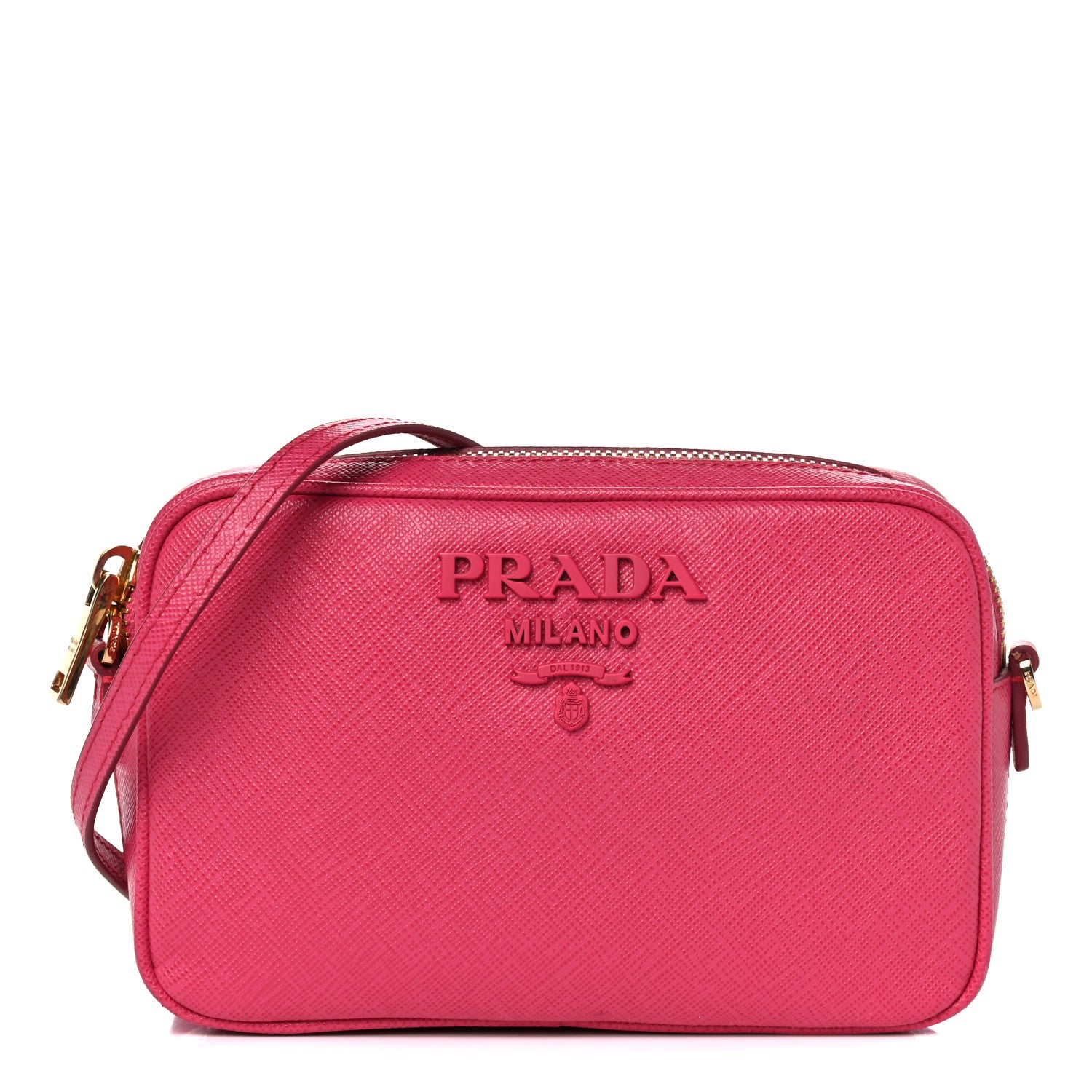 Prada Saffiano Mini Monochrome Camera Crossbody Bag Magenta 1 of 9